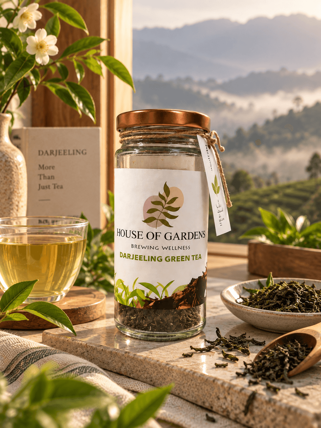 Darjeeling high grown green tea leaves