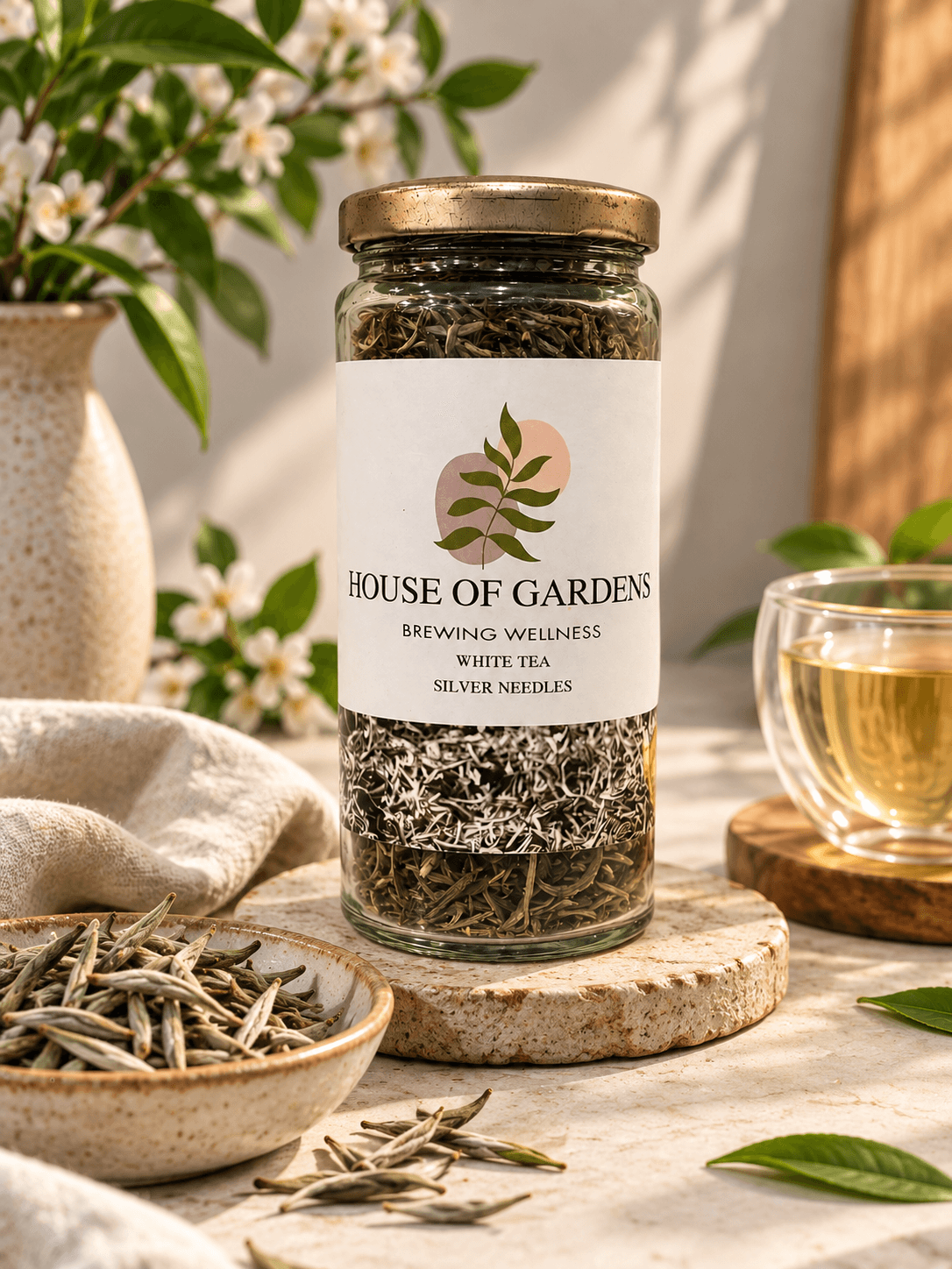 Delicate silver needle white tea tips